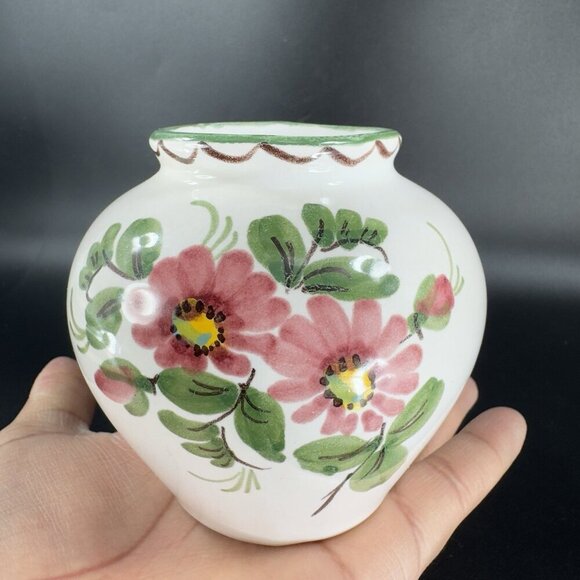 Vintage German Pottery Vase Vessel Flower Pot Planter Ceramic Flower Pattern VTG - Picture 10 of 12